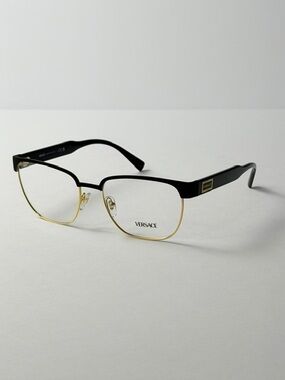 Versace Mod 1264 1436 Black and Gold Men’s Semi-Rim Glasses